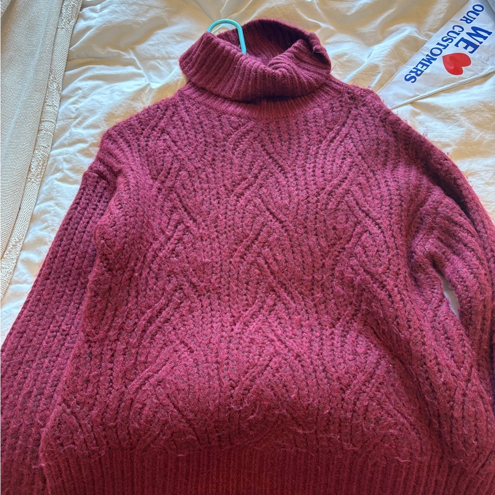 Women's Burgundy Turtleneck Sweater